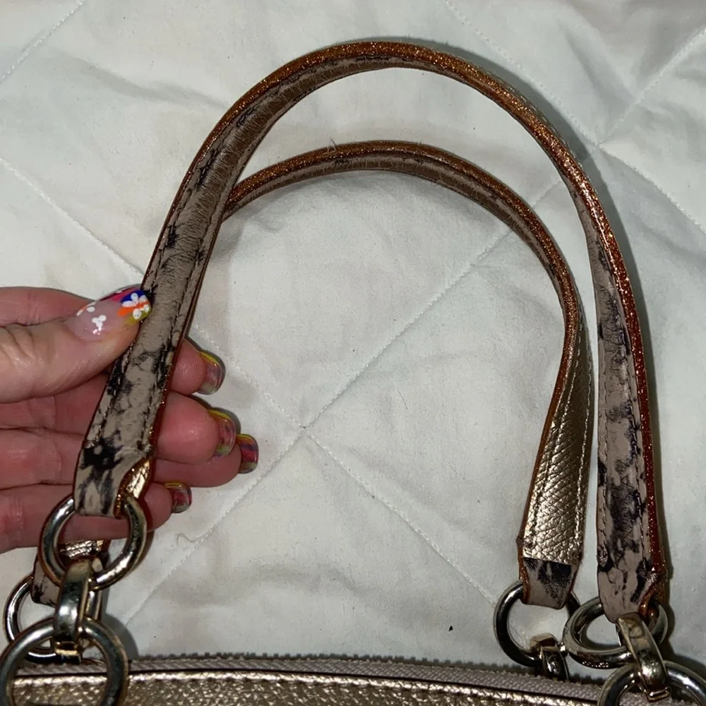 Coach Mini Christie metallic with snake embossed satchel strap carry all